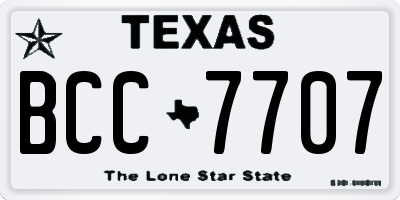 TX license plate BCC7707