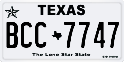 TX license plate BCC7747