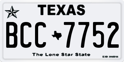 TX license plate BCC7752
