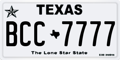 TX license plate BCC7777