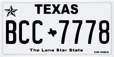 TX license plate BCC7778