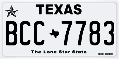 TX license plate BCC7783