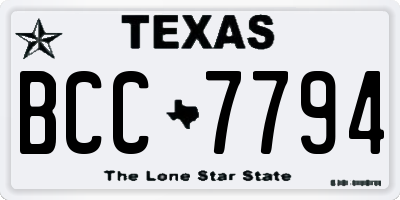 TX license plate BCC7794