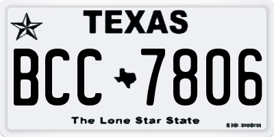 TX license plate BCC7806