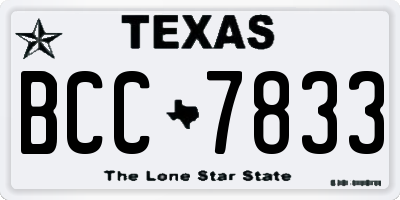 TX license plate BCC7833