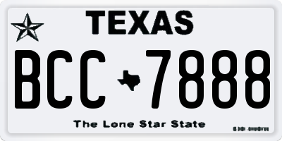 TX license plate BCC7888