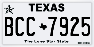 TX license plate BCC7925