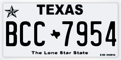 TX license plate BCC7954