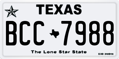 TX license plate BCC7988