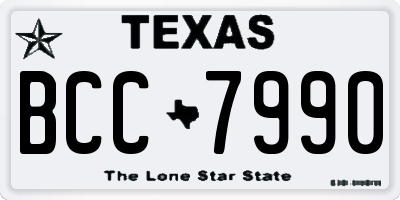 TX license plate BCC7990
