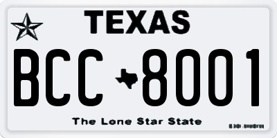 TX license plate BCC8001