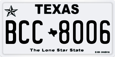 TX license plate BCC8006