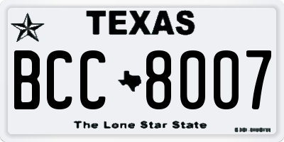 TX license plate BCC8007