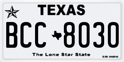 TX license plate BCC8030