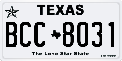 TX license plate BCC8031
