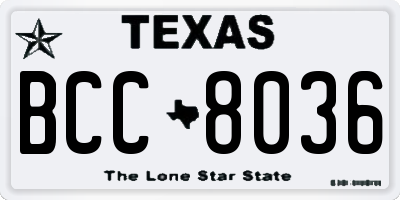 TX license plate BCC8036