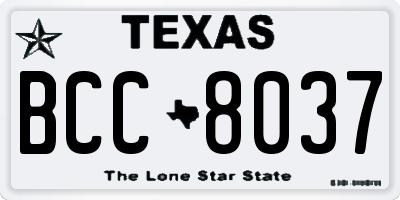 TX license plate BCC8037