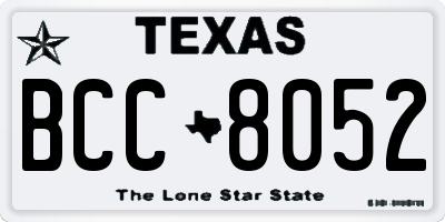 TX license plate BCC8052