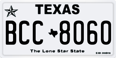 TX license plate BCC8060