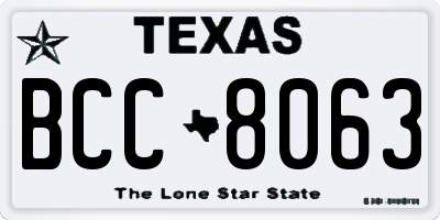 TX license plate BCC8063
