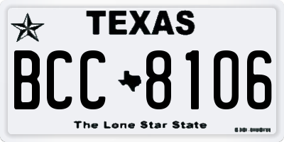 TX license plate BCC8106