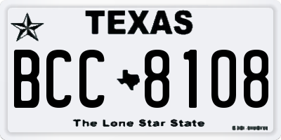TX license plate BCC8108
