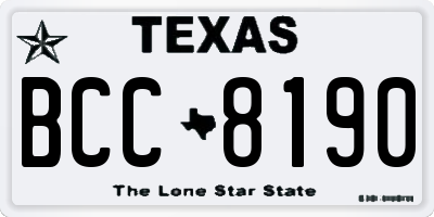 TX license plate BCC8190
