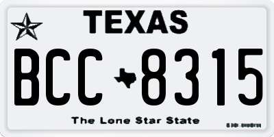 TX license plate BCC8315
