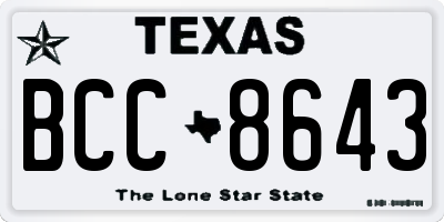 TX license plate BCC8643