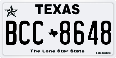 TX license plate BCC8648