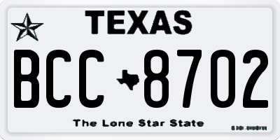 TX license plate BCC8702