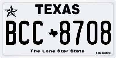TX license plate BCC8708