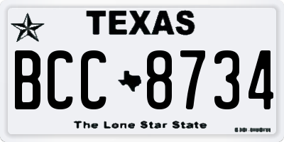 TX license plate BCC8734