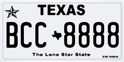 TX license plate BCC8888