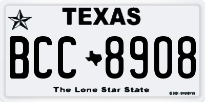 TX license plate BCC8908
