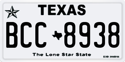 TX license plate BCC8938