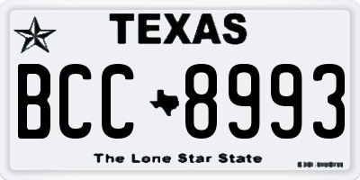 TX license plate BCC8993