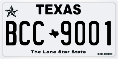 TX license plate BCC9001