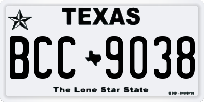 TX license plate BCC9038