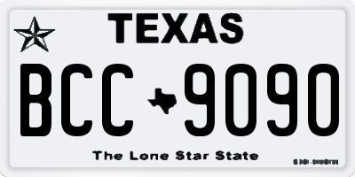 TX license plate BCC9090