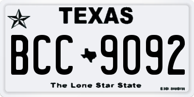 TX license plate BCC9092
