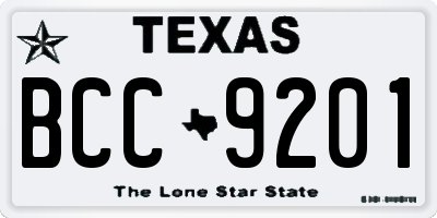 TX license plate BCC9201