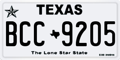 TX license plate BCC9205