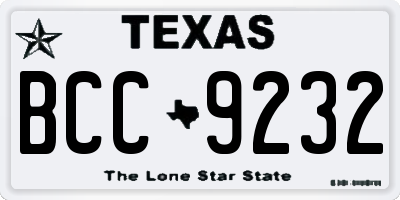 TX license plate BCC9232