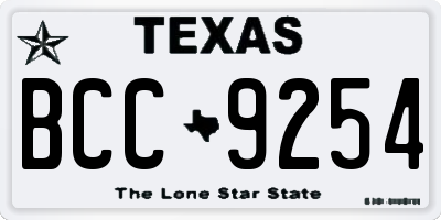 TX license plate BCC9254