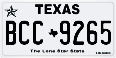 TX license plate BCC9265