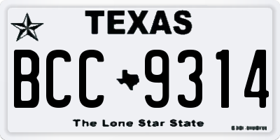 TX license plate BCC9314