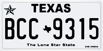 TX license plate BCC9315