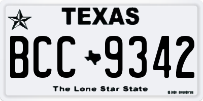 TX license plate BCC9342