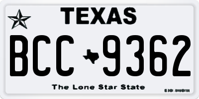 TX license plate BCC9362